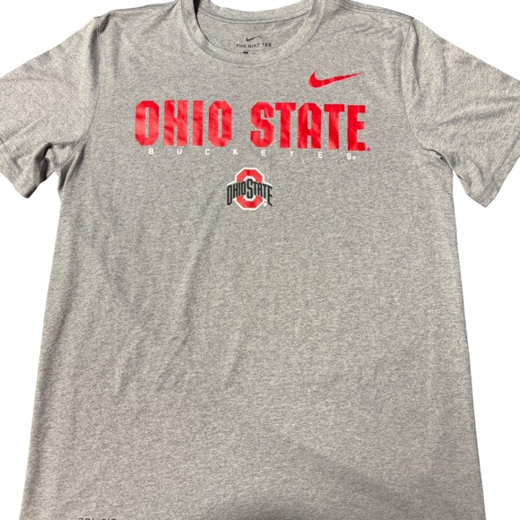 Nike Ohio State Buckeyes The Nike Tee T Shirt Mens M Gray Dri Fit Short Sleeve - Picture 1 of 13